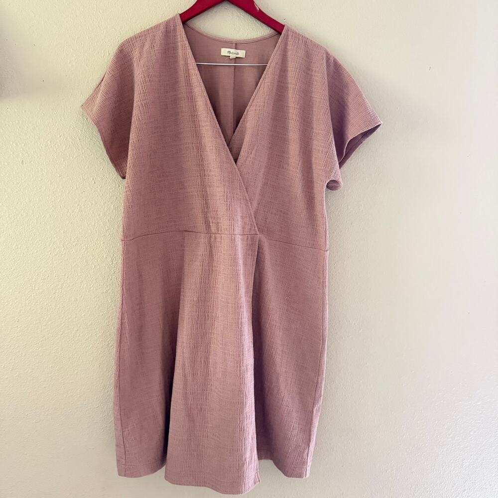 Madewell Faded Mauve cross front flutter sleeve fit & flare mini dress